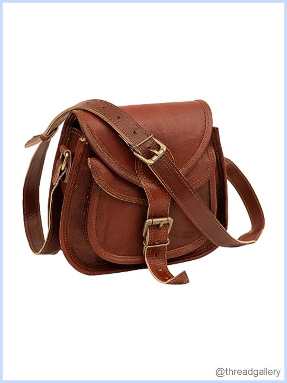 Genuine Leather Crossbody Shoulder Bag Handmade Multi Pocket